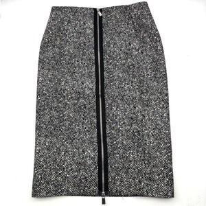 Michael Kors Black White 100% Virgil Wool Full Zip Pencil Skirt 4 28x26" Italy